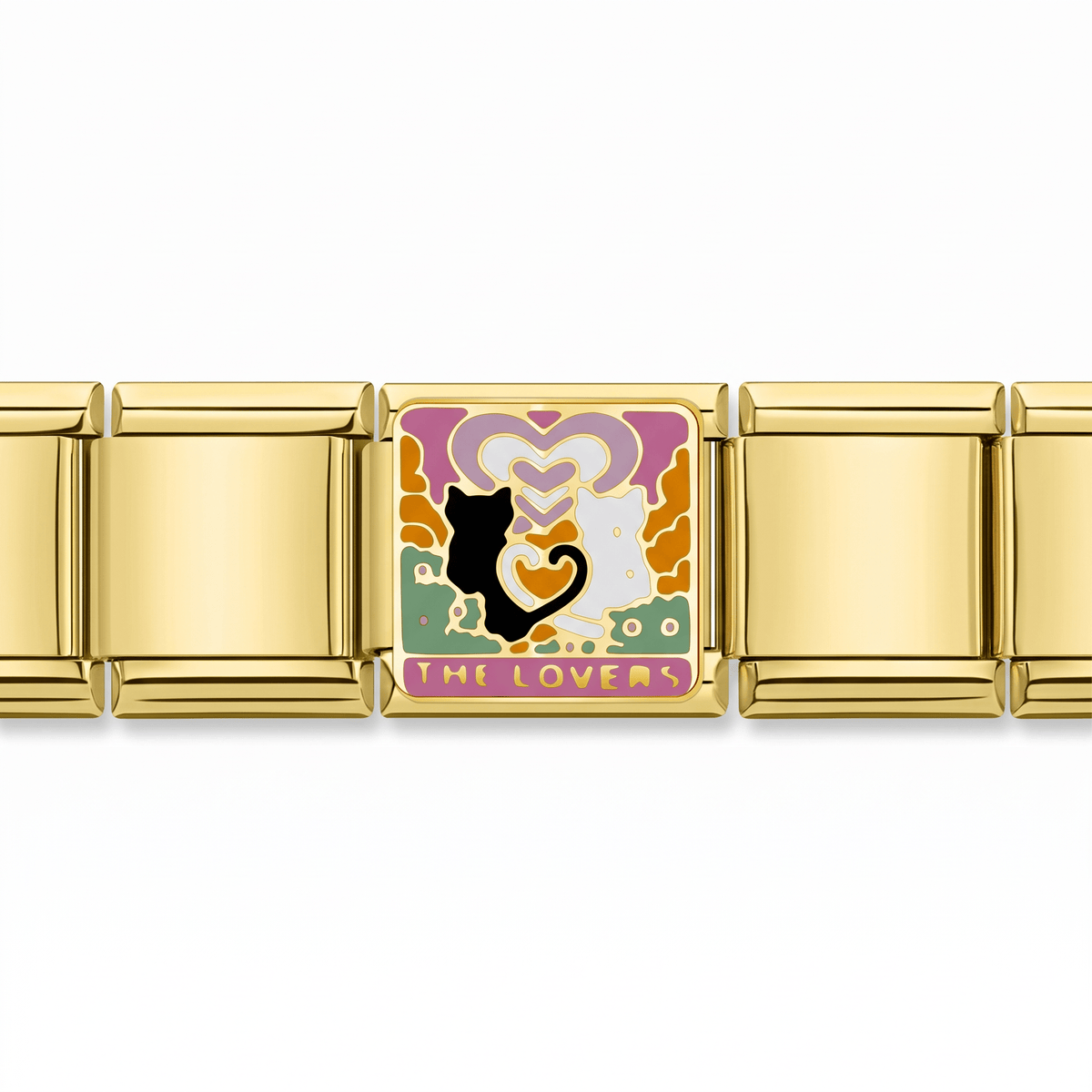 Charm Gatos (Dorado) en pulsera italiana de eslabones