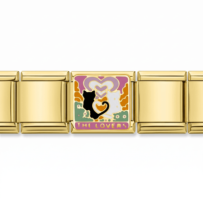 Charm Gatos (Dorado) en pulsera italiana de eslabones