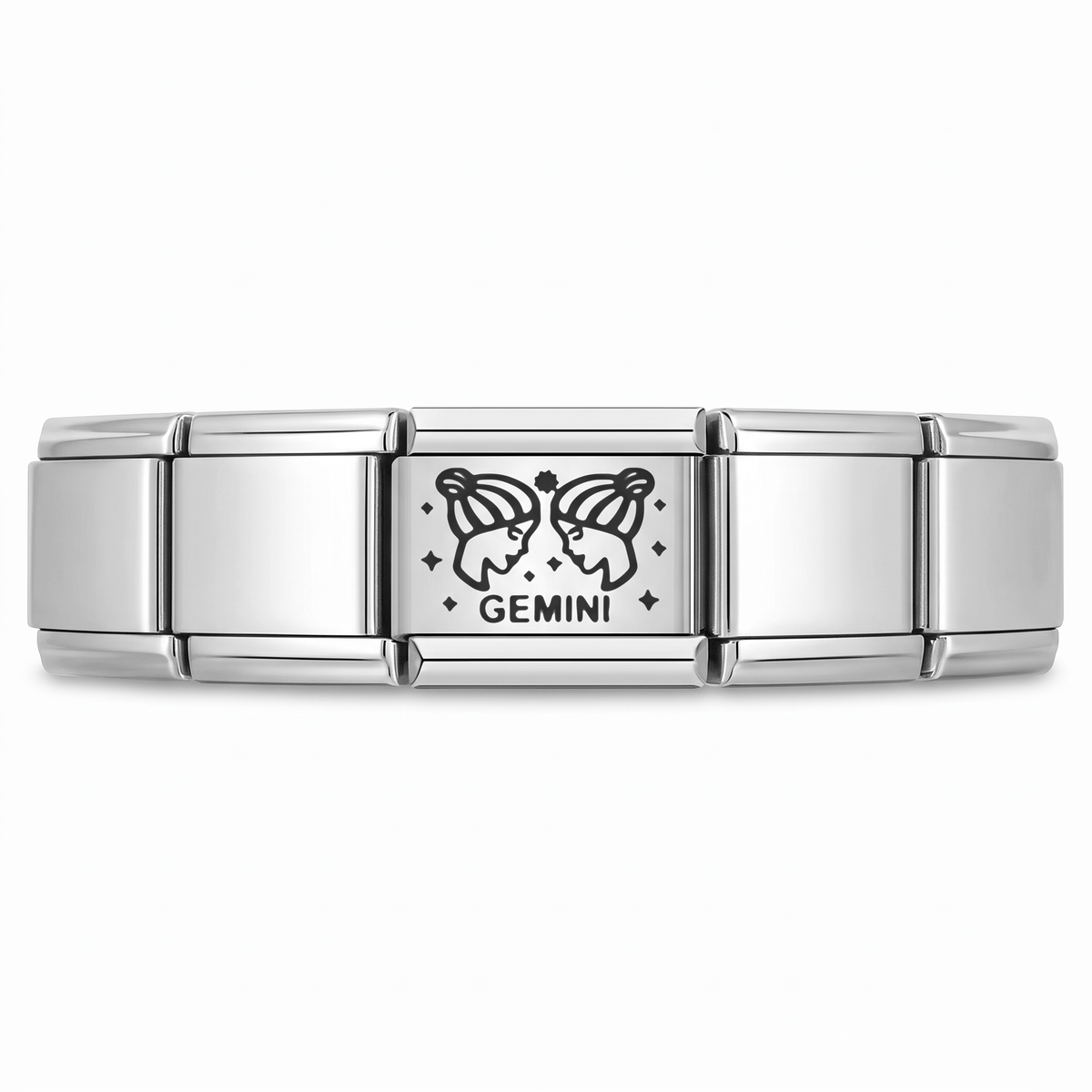 Charm Geminis en pulsera italiana de eslabones