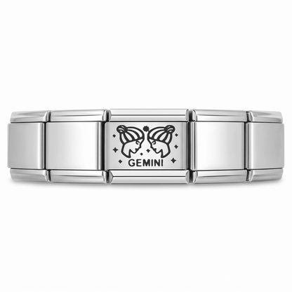 Charm Geminis en pulsera italiana de eslabones