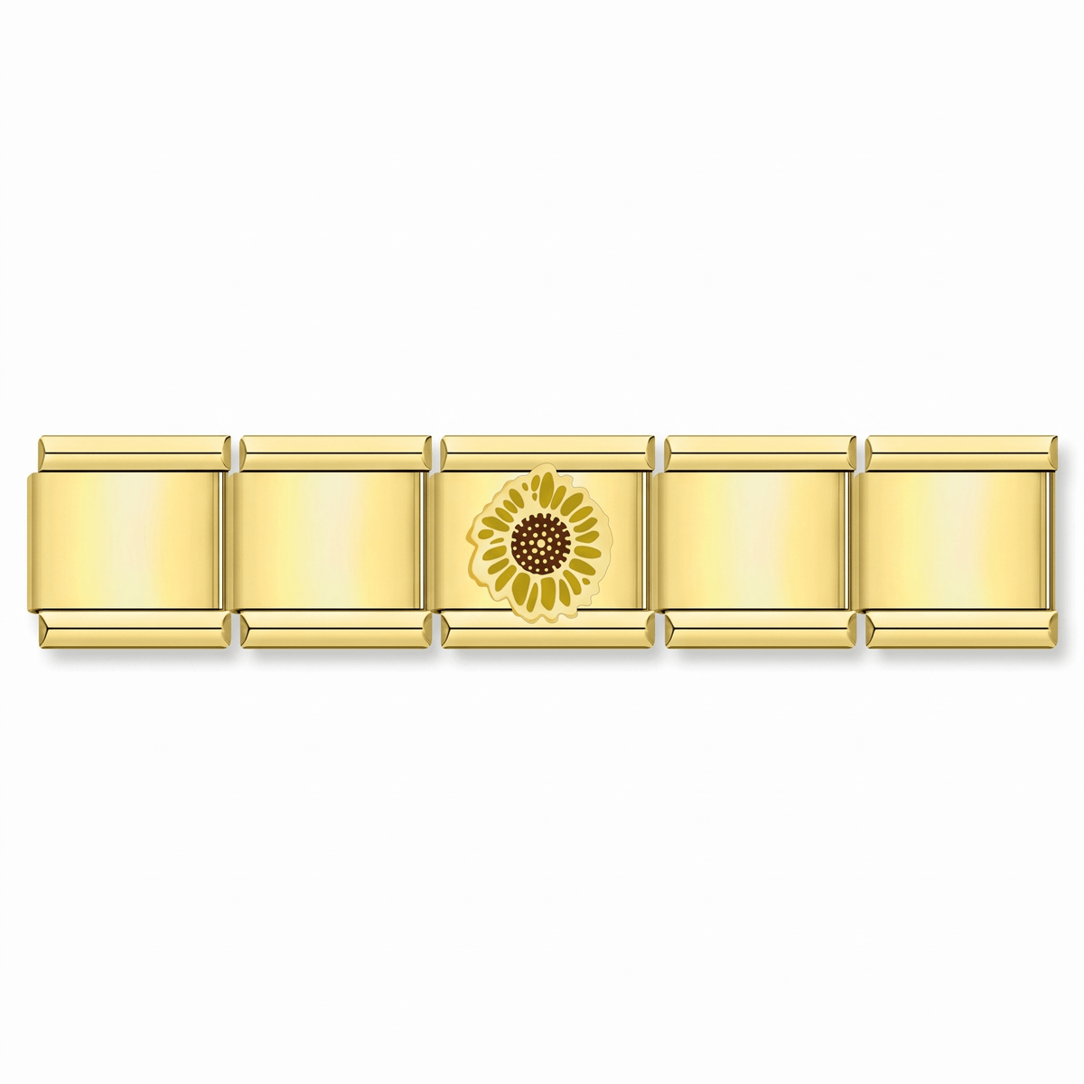 Charm Girasol (Dorado) en pulsera italiana de eslabones