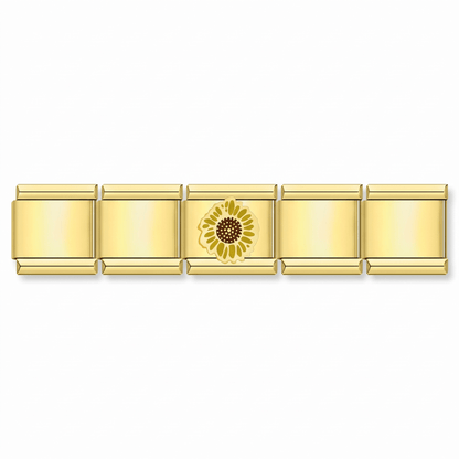 Charm Girasol (Dorado) en pulsera italiana de eslabones