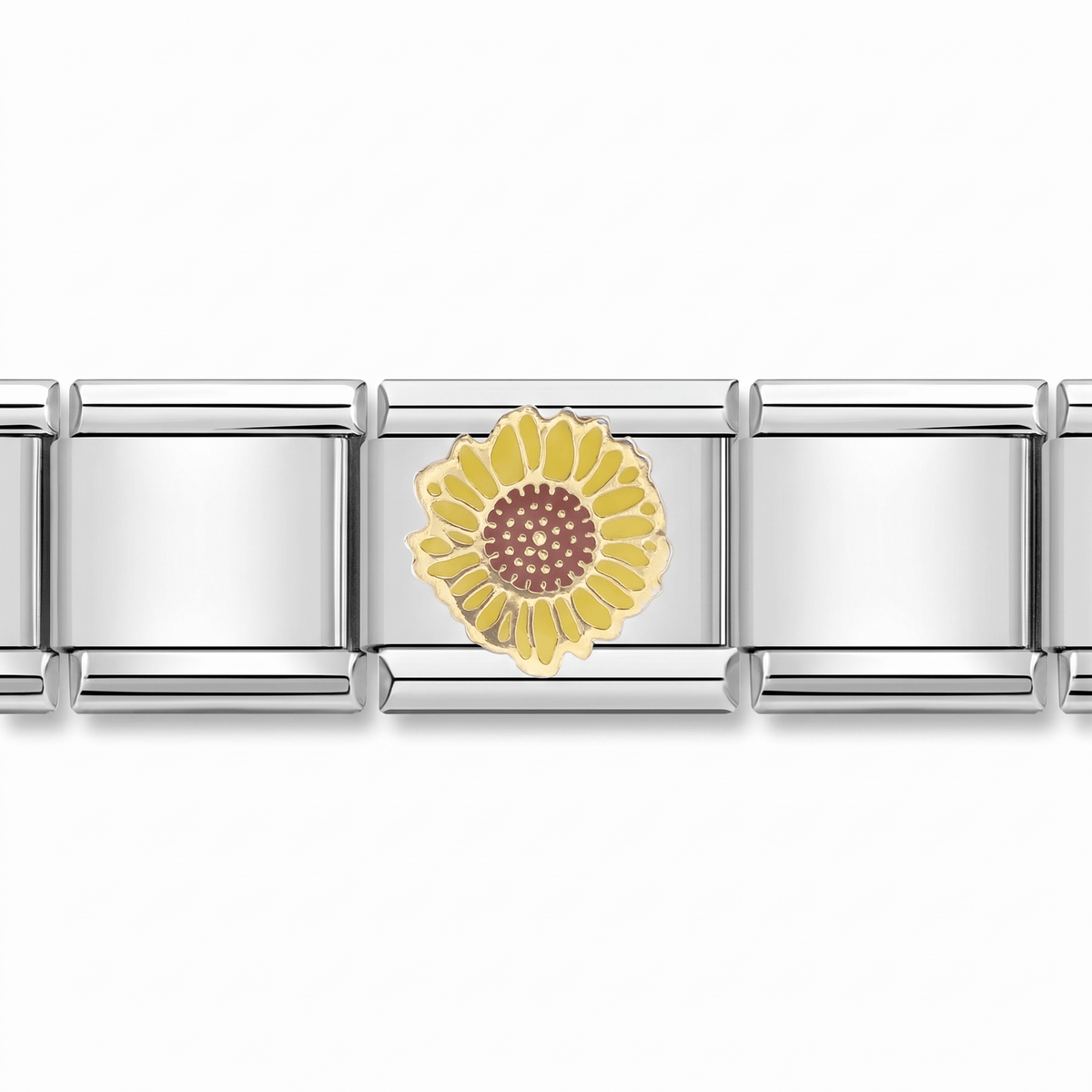 Charm Girasol (Grande) en pulsera italiana de eslabones