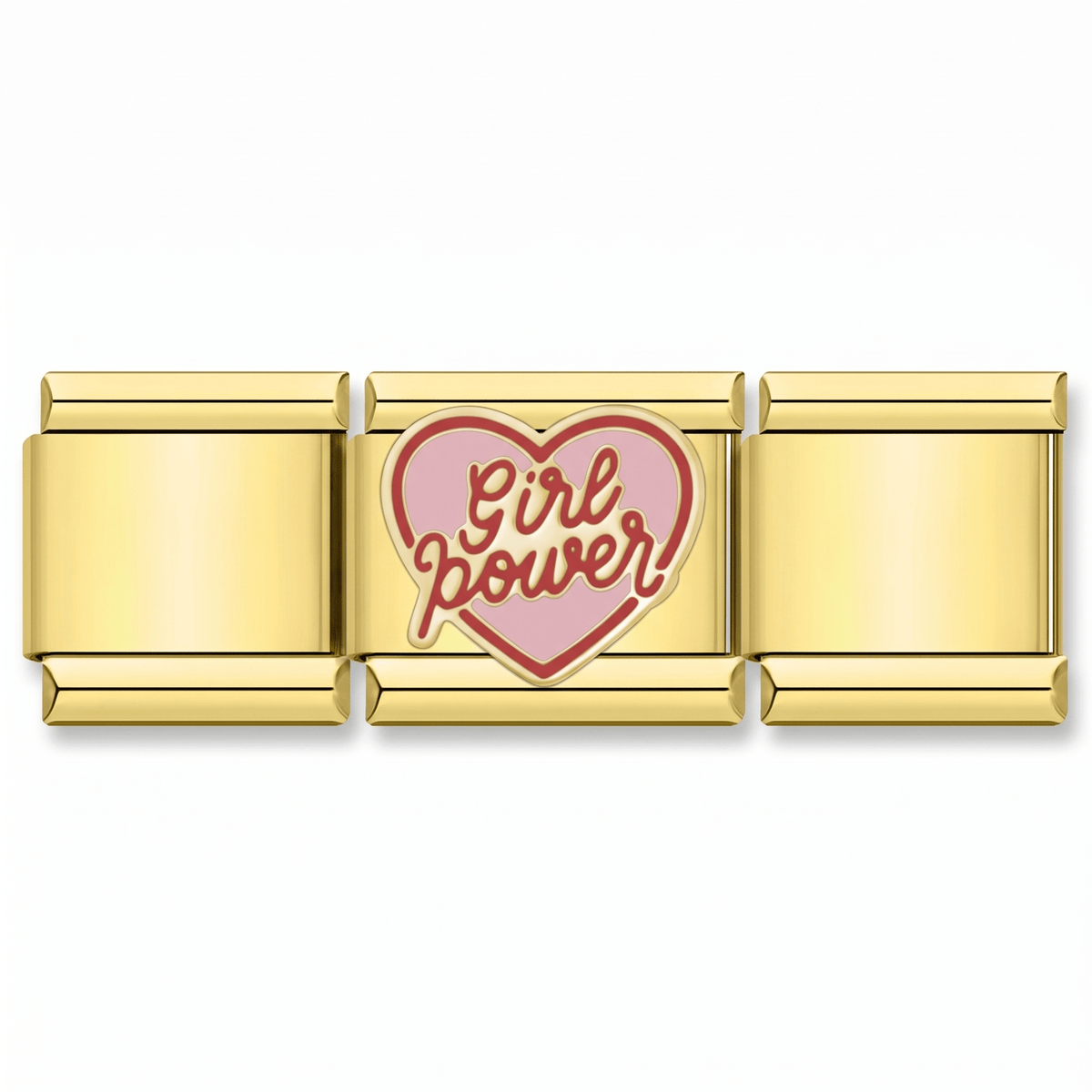 Charm Girl Power (Dorado) en pulsera italiana de eslabones