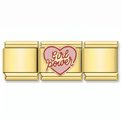Charm Girl Power (Dorado) en pulsera italiana de eslabones