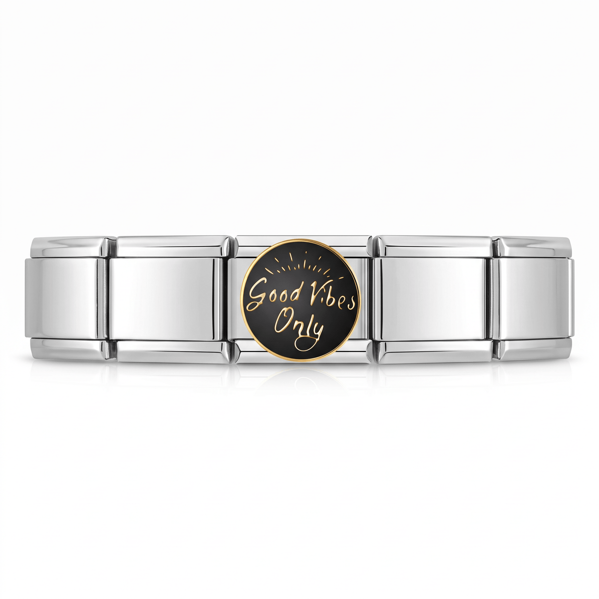 Charm Good vibes en pulsera italiana de eslabones