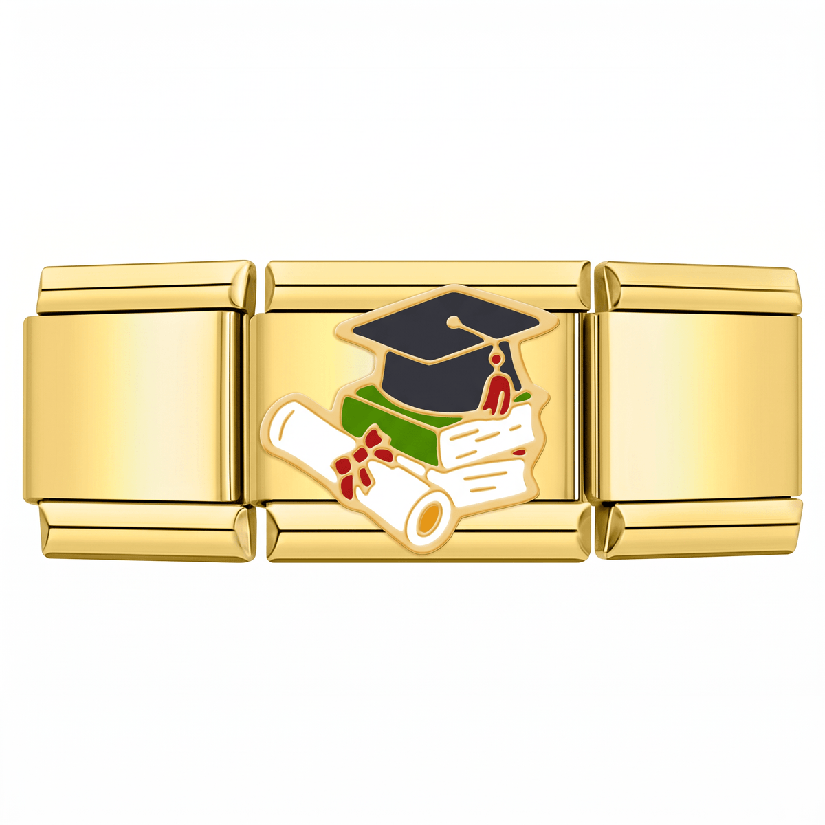 Charm Graduación (Dorado) en pulsera italiana de eslabones