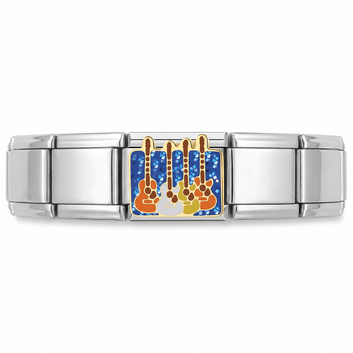 Charm Guitarras en pulsera italiana de eslabones