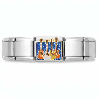 Charm Guitarras en pulsera italiana de eslabones