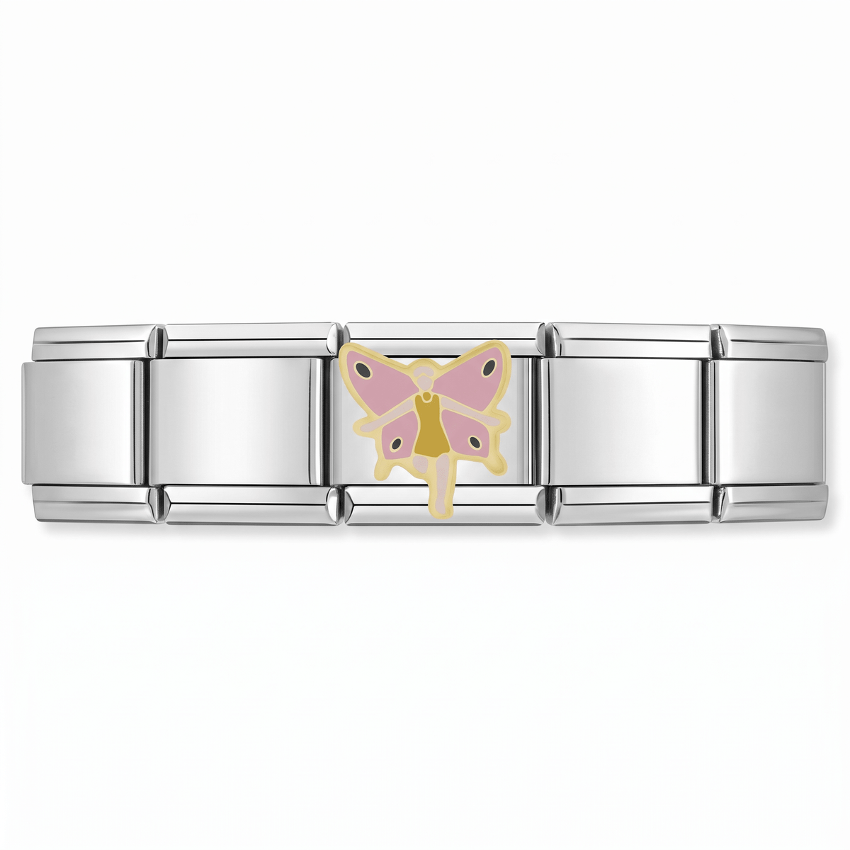 Charm Hada (Alas Rosas) en pulsera italiana de eslabones