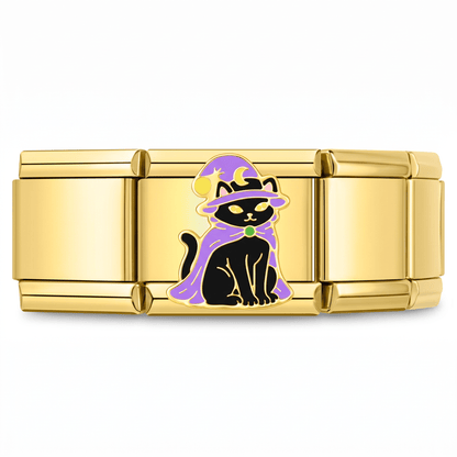 Charm Halloween Gatito Disfrazado en pulsera italiana de eslabones