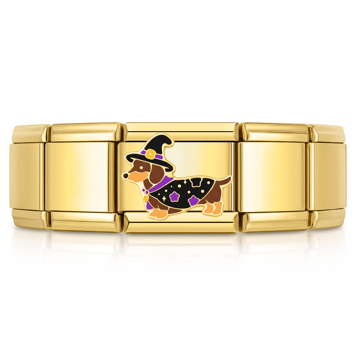 Charm Halloween Perrito Disfrazado en pulsera italiana de eslabones