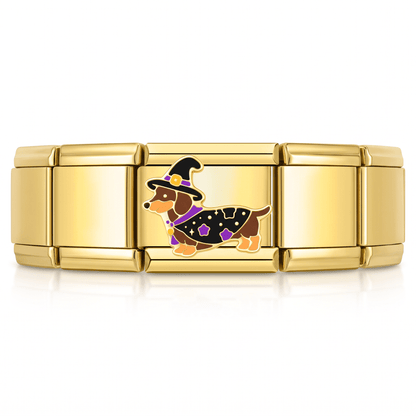 Charm Halloween Perrito Disfrazado en pulsera italiana de eslabones