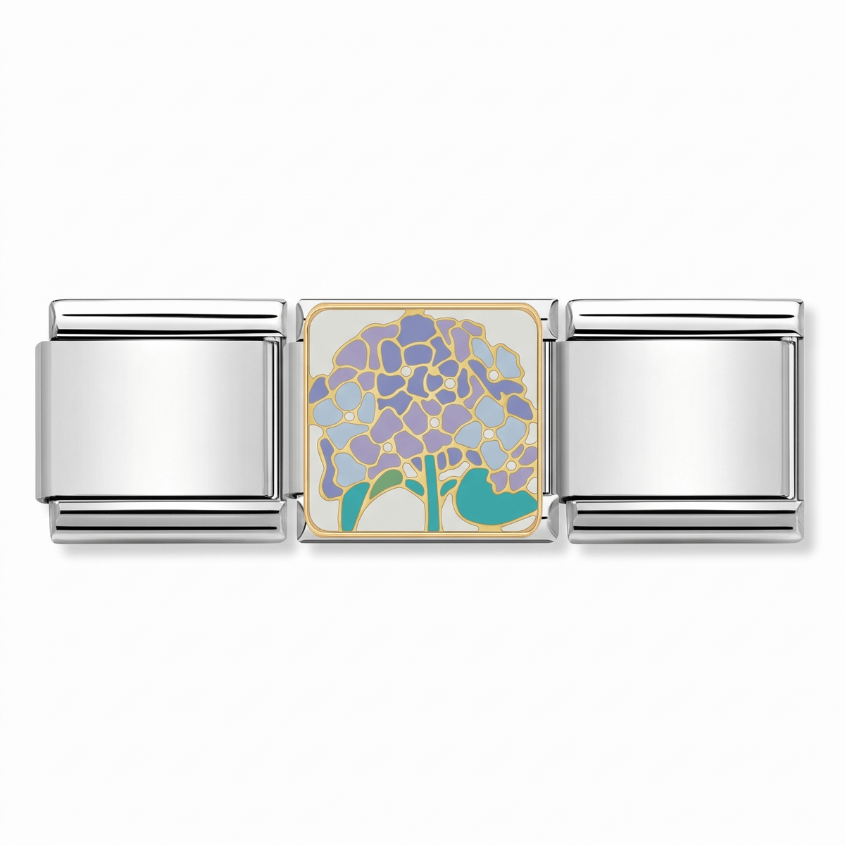 Charm Hortensia en pulsera italiana de eslabones