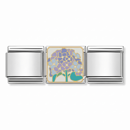 Charm Hortensia en pulsera italiana de eslabones