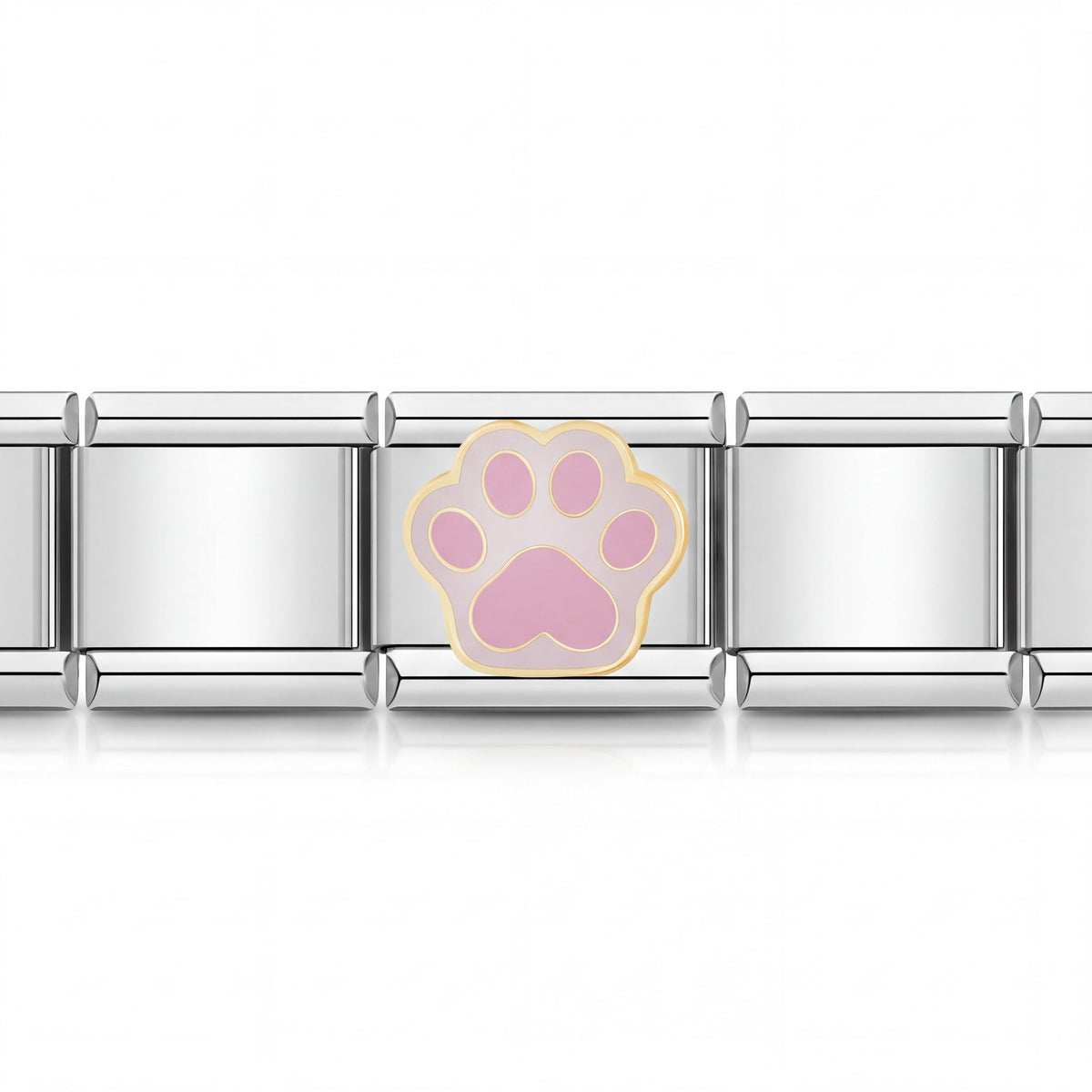 Charm Huella rosa en pulsera italiana de eslabones