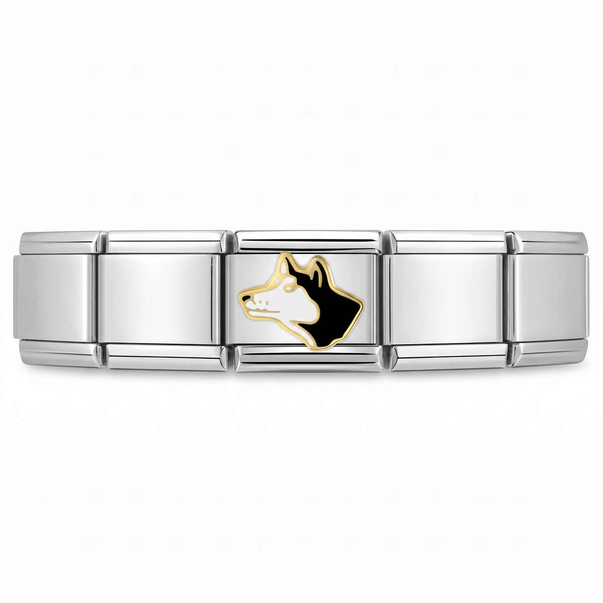 Charm Husky en pulsera italiana de eslabones