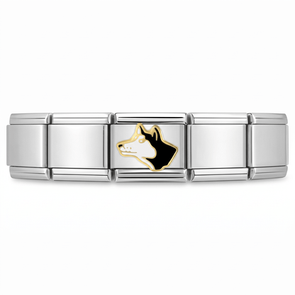 Charm Husky en pulsera italiana de eslabones