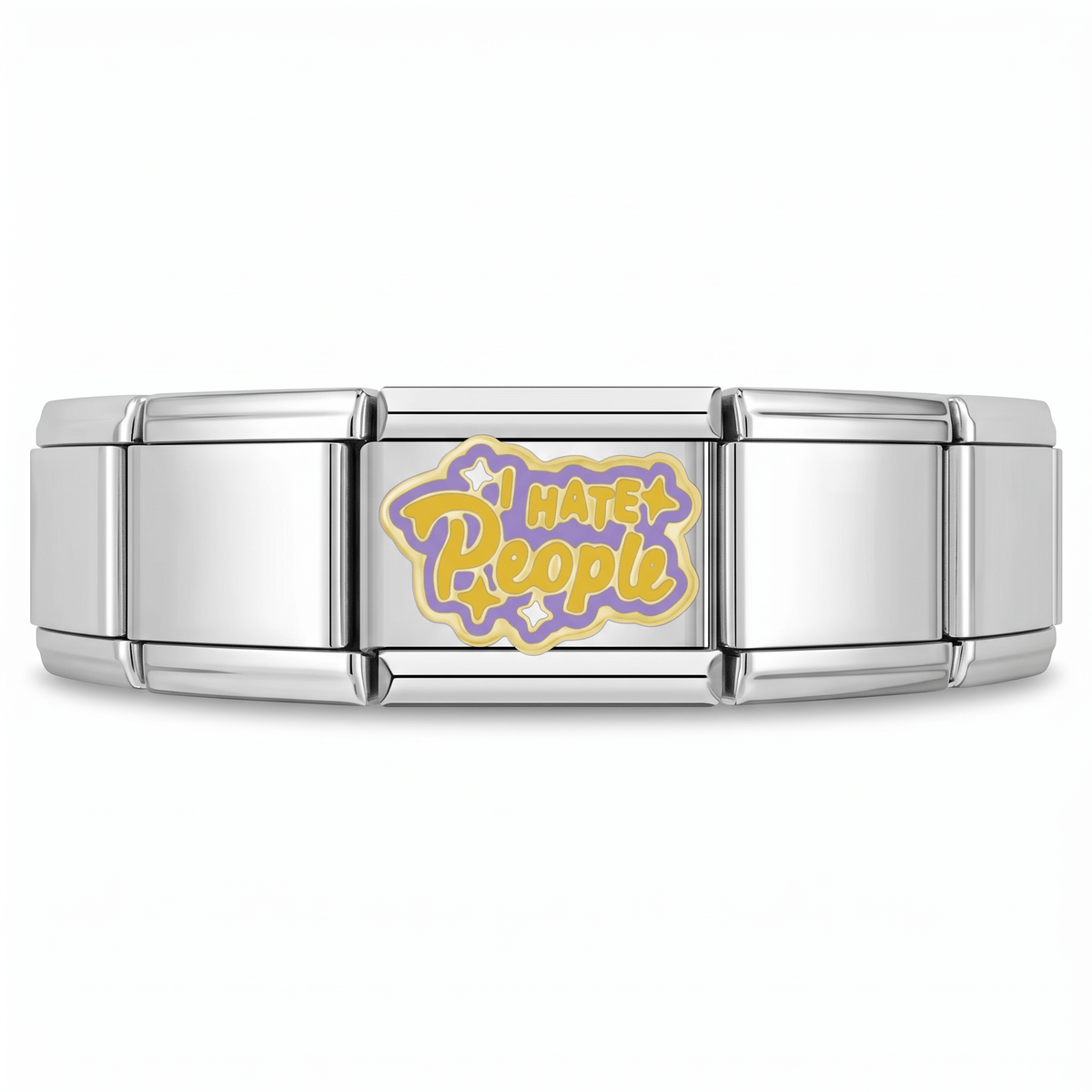 Charm I hate people en pulsera italiana de eslabones