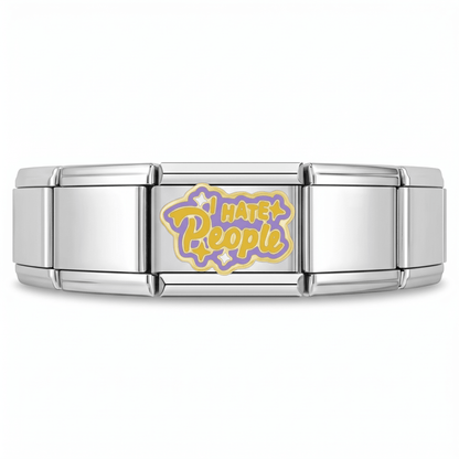 Charm I hate people en pulsera italiana de eslabones