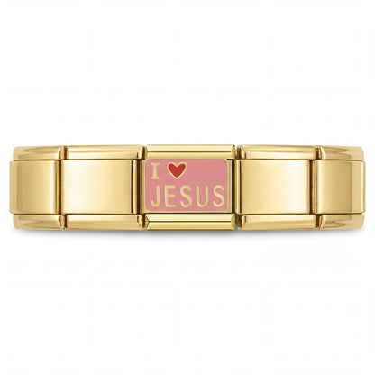 Charm I Love Jesus en pulsera italiana de eslabones