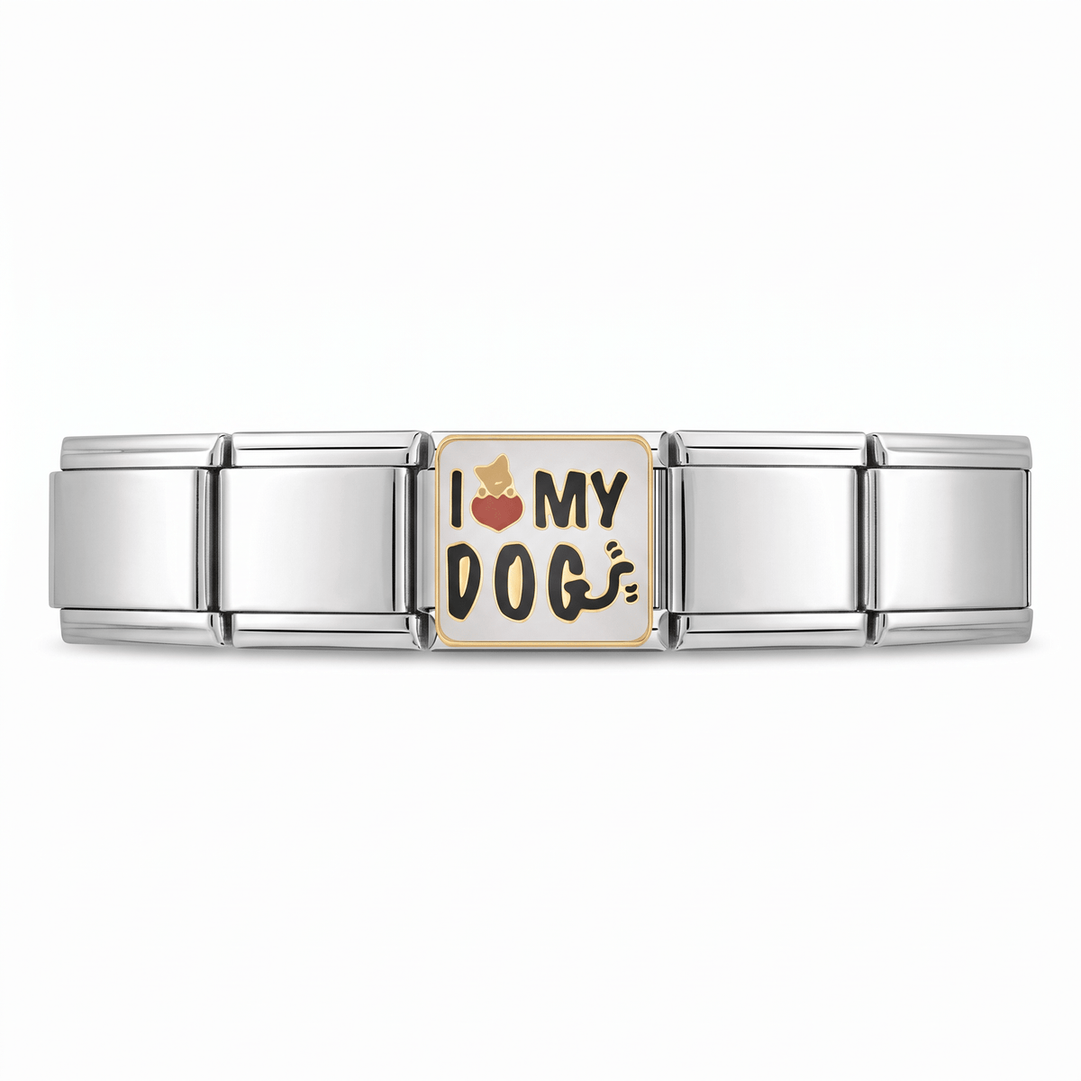 Charm Ilove dog en pulsera italiana de eslabones