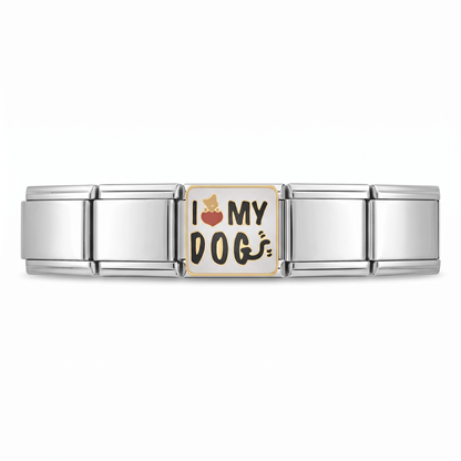 Charm Ilove dog en pulsera italiana de eslabones
