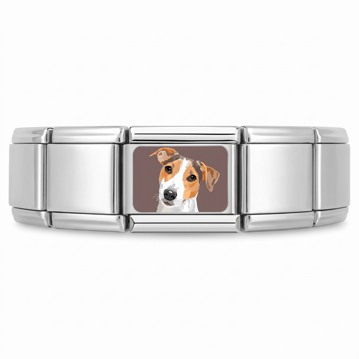 Charm Jack Russell Terrier en pulsera italiana de eslabones