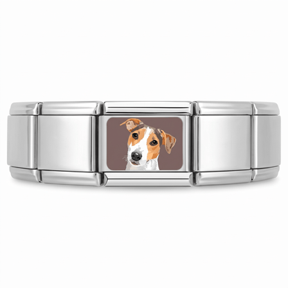 Charm Jack Russell Terrier en pulsera italiana de eslabones