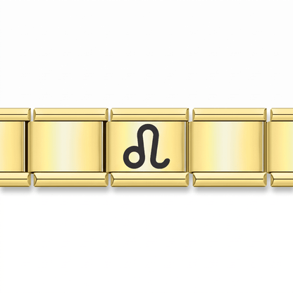 Charm Leo (Dorado) en pulsera italiana de eslabones