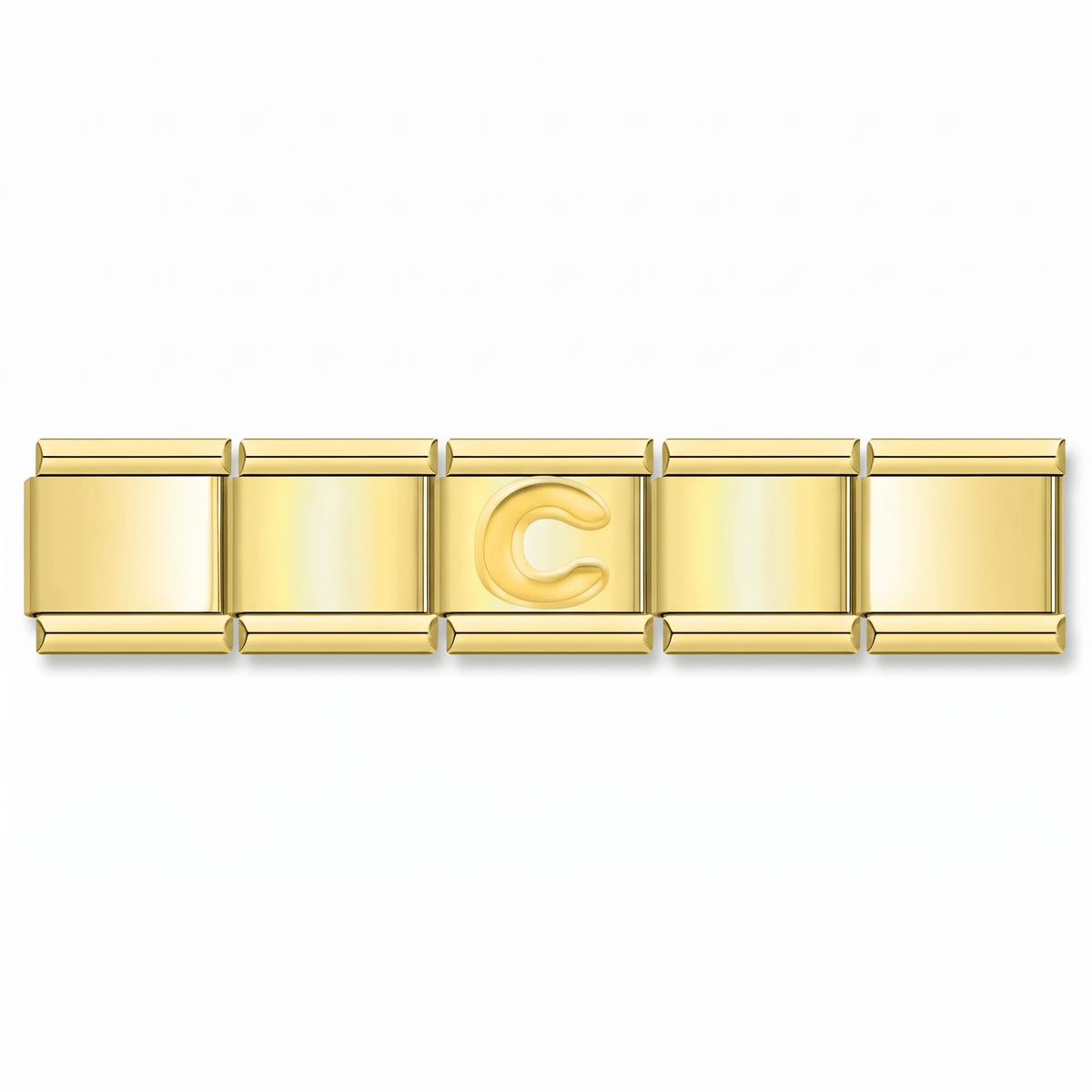 Charm Letra C (Dorado) en pulsera italiana de eslabones