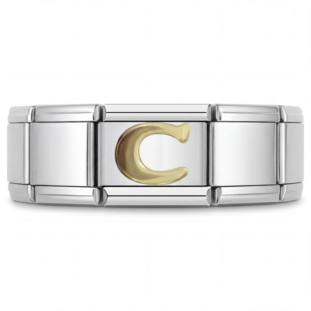 Charm Letra C (Plateado) en pulsera italiana de eslabones