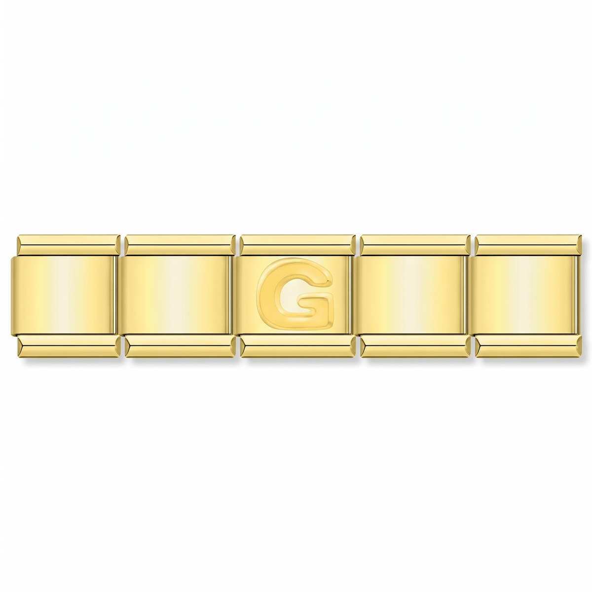 Charm Letra G (Dorado) en pulsera italiana de eslabones