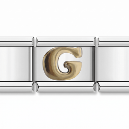 Charm Letra G (Plateado) en pulsera italiana de eslabones