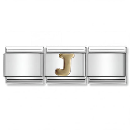 Charm Letra J (Plateado) en pulsera italiana de eslabones