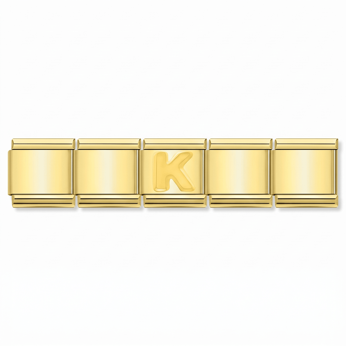 Charm Letra K (Dorado) en pulsera italiana de eslabones