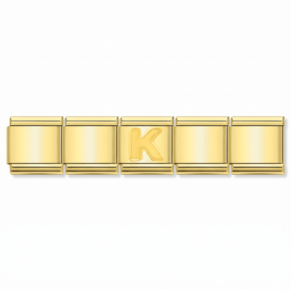 Charm Letra K (Dorado) en pulsera italiana de eslabones