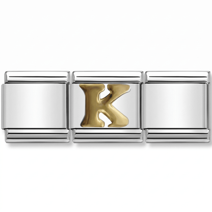 Charm Letra K (Plateado) en pulsera italiana de eslabones