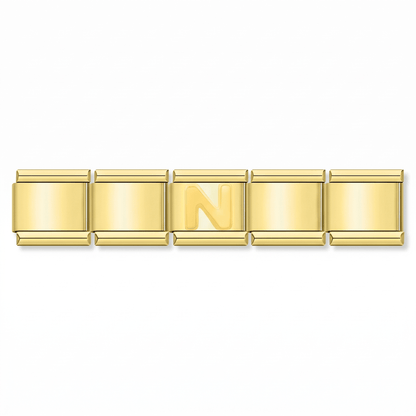 Charm Letra N (Dorado) en pulsera italiana de eslabones