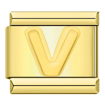 Charm Letra V (Dorado) - Italian Charms