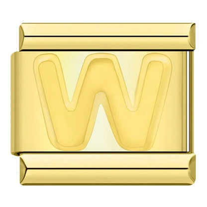 Charm Letra W (Dorado) - Italian Charms