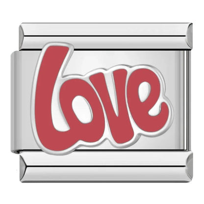 Charm Love (Rojo, Plateado) - Italian Charms
