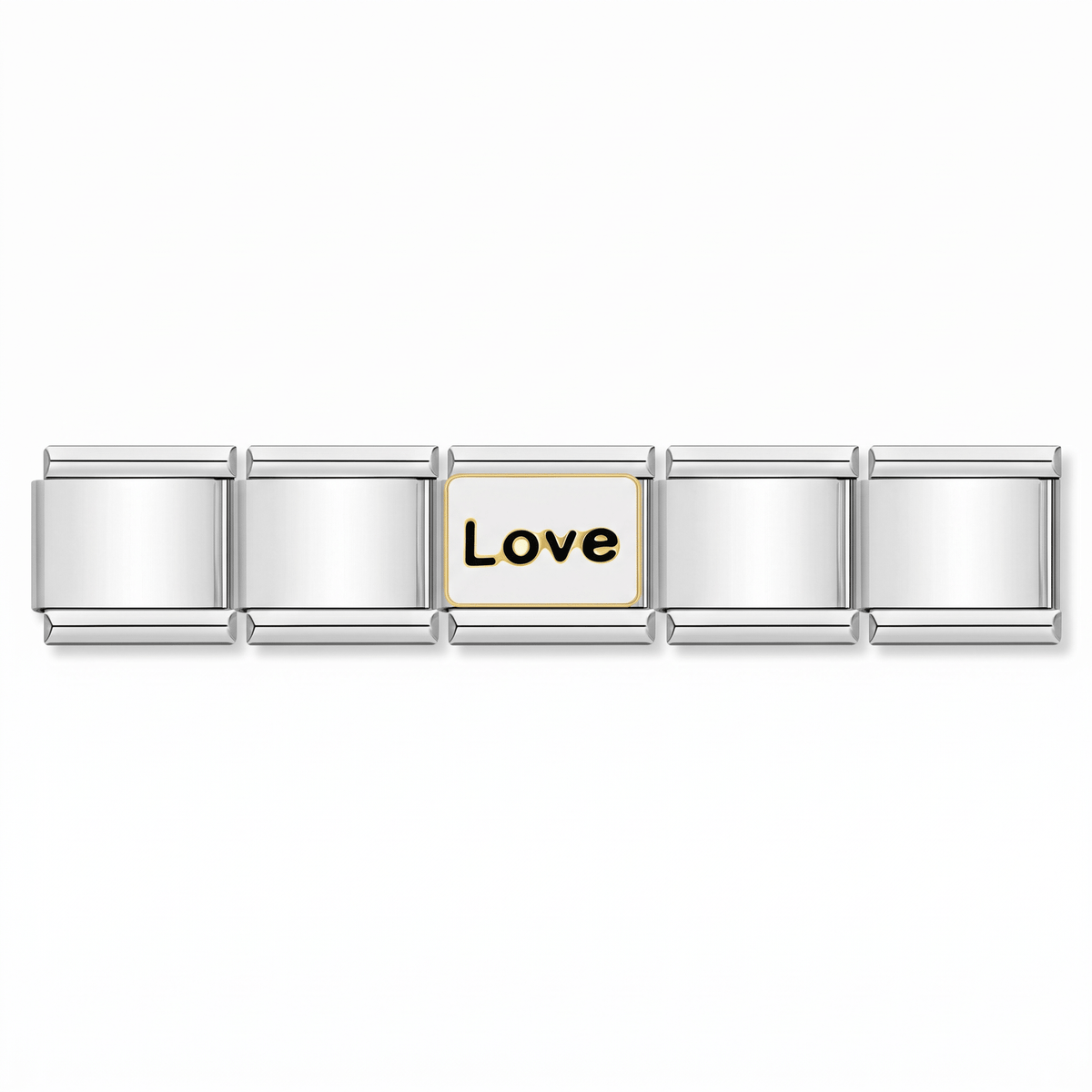 Charm Love (Borde Dorado) en pulsera italiana de eslabones