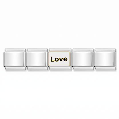 Charm Love (Borde Dorado) en pulsera italiana de eslabones