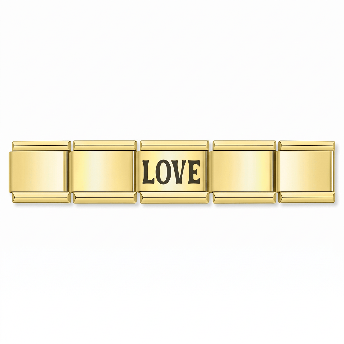 Charm LOVE (Negro) en pulsera italiana de eslabones