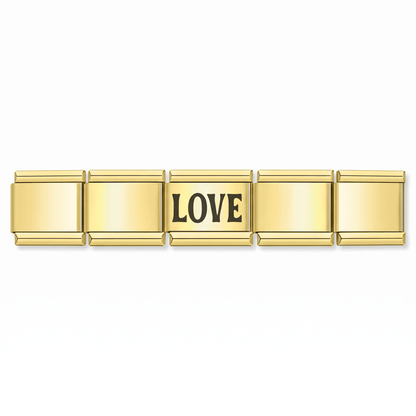 Charm LOVE (Negro) en pulsera italiana de eslabones