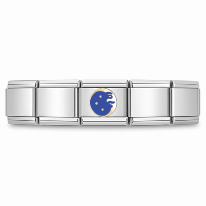 Charm Luna (Azul) en pulsera italiana de eslabones