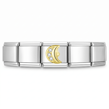 Charm Luna (Brillos) en pulsera italiana de eslabones