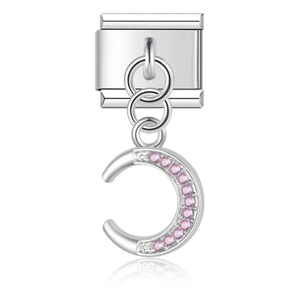 Charm Luna Rosa (Colgante con Brillos) - Italian Charms