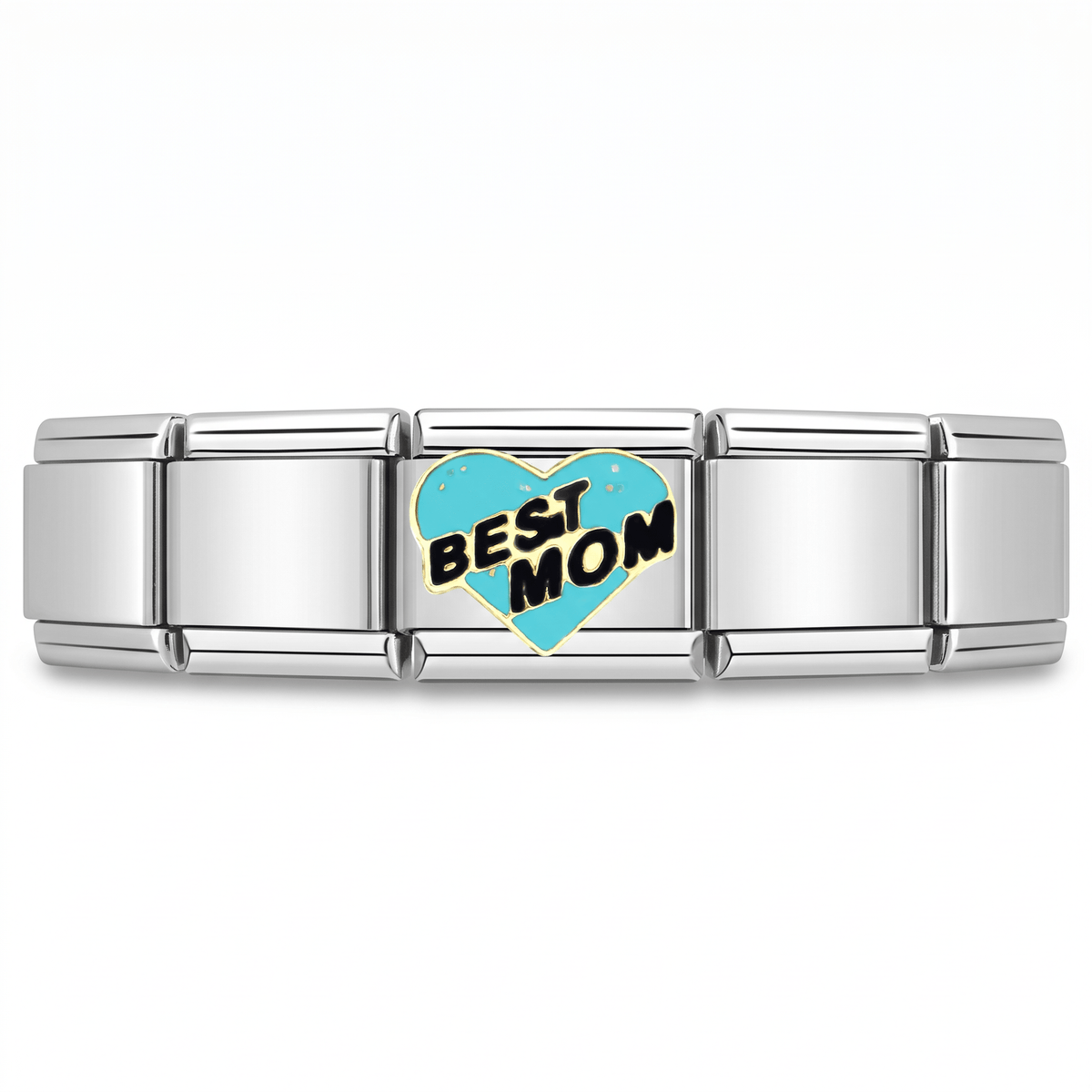 Charm Mamá (Best Mom) en pulsera italiana de eslabones